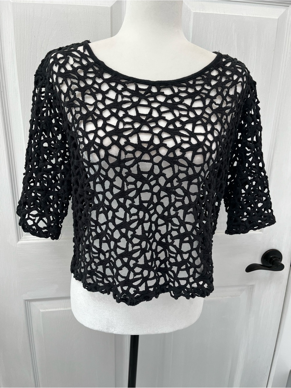 Cliché Cropped Crochet Knit Top Medium Whimsigoth Gothic Fairycore Aesthetic